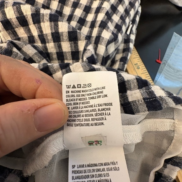 American Eagle Outfitters Navy and White Gingham Plaid Mini Skirt Size Large - Picture 8 of 8